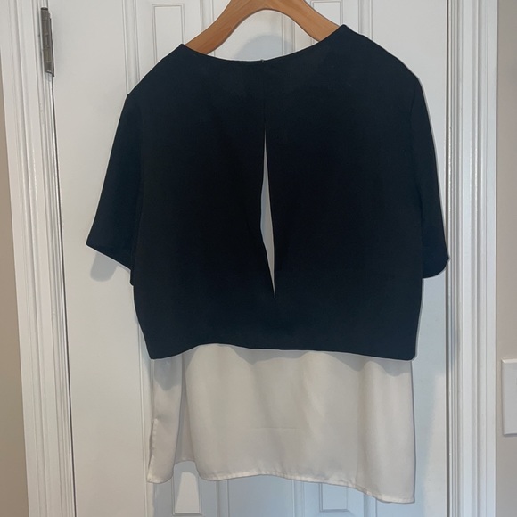 F21 Black and White Layered Chiffon Blouse Size L - Picture 4 of 4